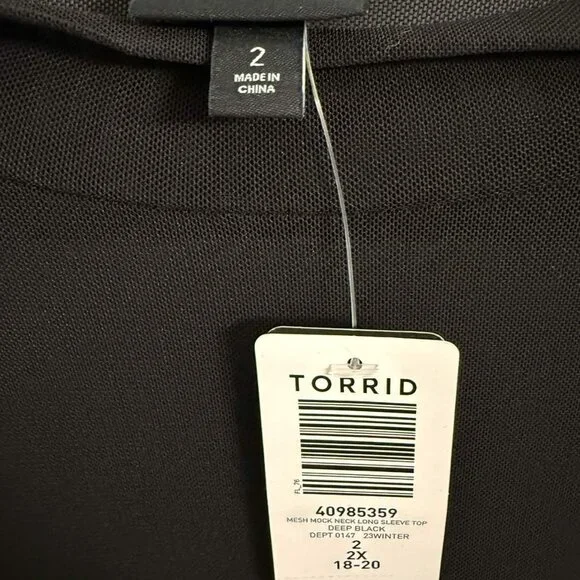 Torrid - Mesh Mock Neck Long Sleeve Top - Picture 7 of 7